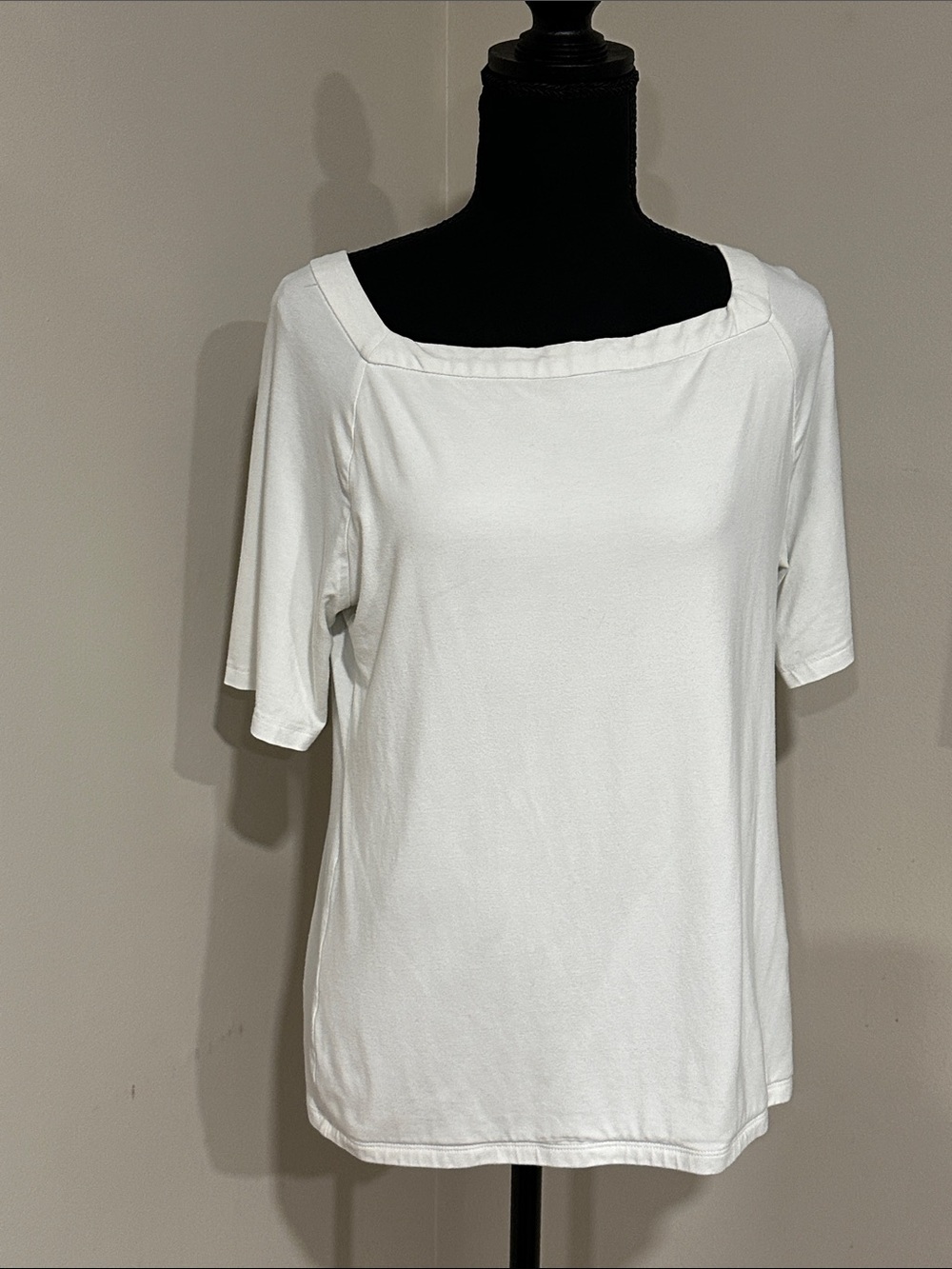 *TALBOTS* White Square-Neck Half-Length Sleeve Top Size Medium